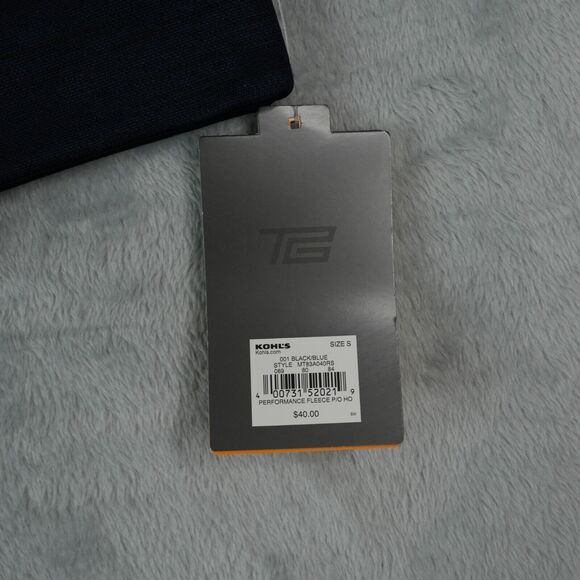 Tek Gear Warmtek Hoodie Mens Small Performance Fleece Pullover Black Blue New - Picture 8 of 12